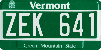 VT license plate ZEK641