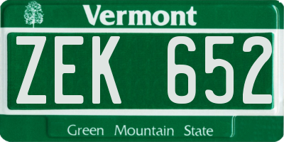 VT license plate ZEK652