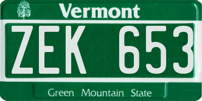 VT license plate ZEK653