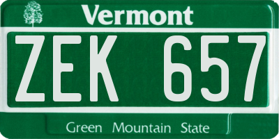 VT license plate ZEK657