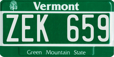 VT license plate ZEK659