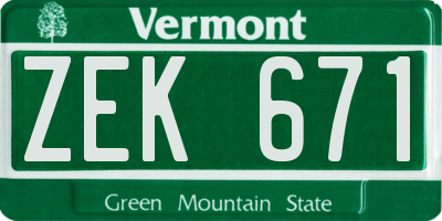 VT license plate ZEK671