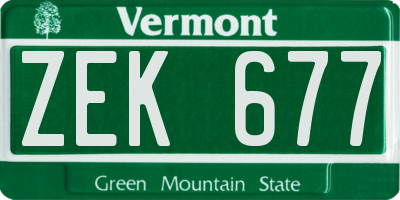 VT license plate ZEK677