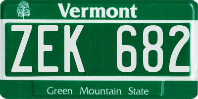 VT license plate ZEK682