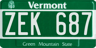 VT license plate ZEK687