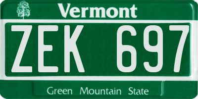 VT license plate ZEK697