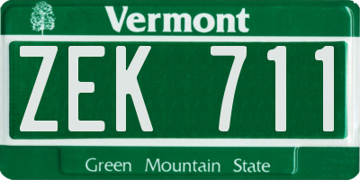 VT license plate ZEK711