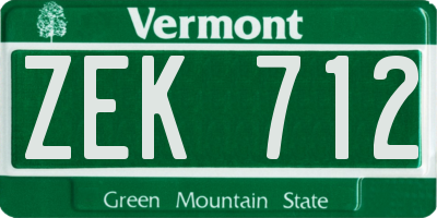 VT license plate ZEK712