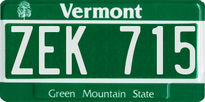 VT license plate ZEK715