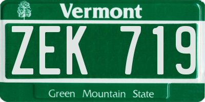 VT license plate ZEK719