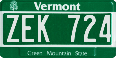 VT license plate ZEK724