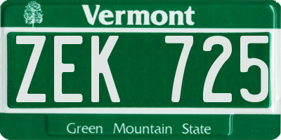 VT license plate ZEK725