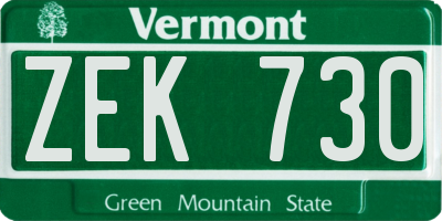 VT license plate ZEK730