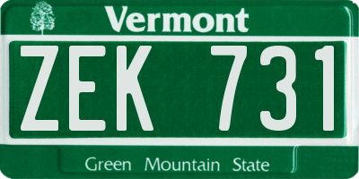 VT license plate ZEK731