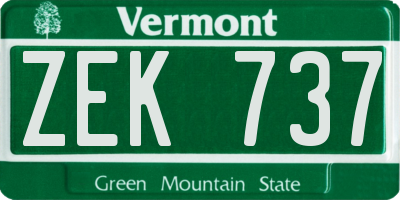 VT license plate ZEK737