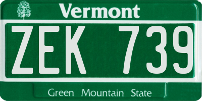 VT license plate ZEK739