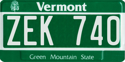VT license plate ZEK740
