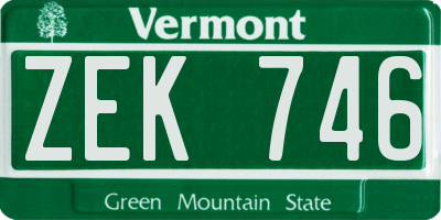 VT license plate ZEK746