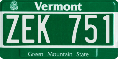 VT license plate ZEK751
