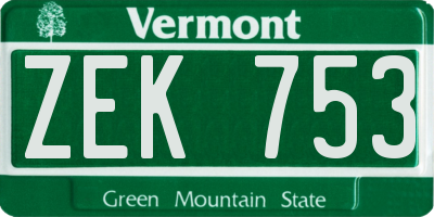 VT license plate ZEK753