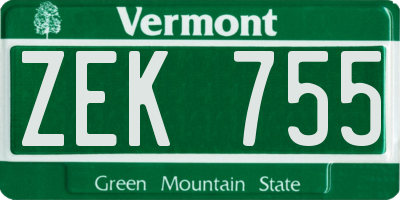 VT license plate ZEK755