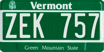 VT license plate ZEK757