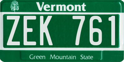 VT license plate ZEK761