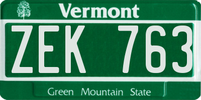 VT license plate ZEK763
