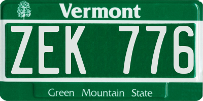 VT license plate ZEK776
