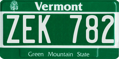 VT license plate ZEK782