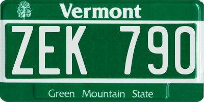 VT license plate ZEK790