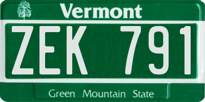 VT license plate ZEK791