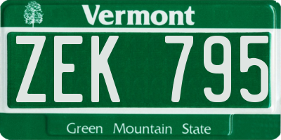 VT license plate ZEK795