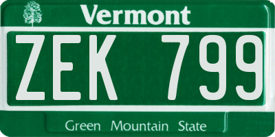 VT license plate ZEK799