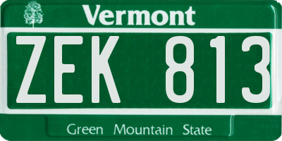 VT license plate ZEK813
