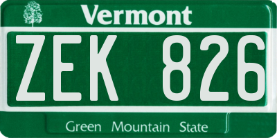 VT license plate ZEK826