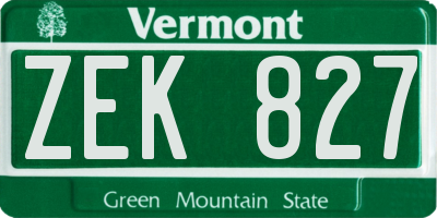 VT license plate ZEK827