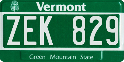 VT license plate ZEK829
