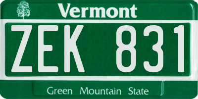 VT license plate ZEK831