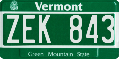 VT license plate ZEK843
