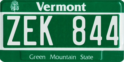 VT license plate ZEK844
