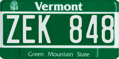 VT license plate ZEK848