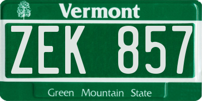 VT license plate ZEK857