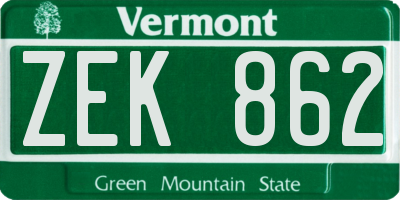 VT license plate ZEK862