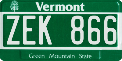 VT license plate ZEK866
