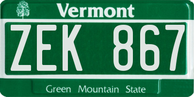 VT license plate ZEK867