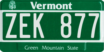 VT license plate ZEK877