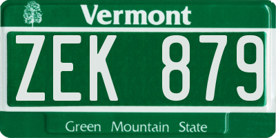 VT license plate ZEK879