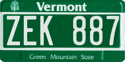 VT license plate ZEK887