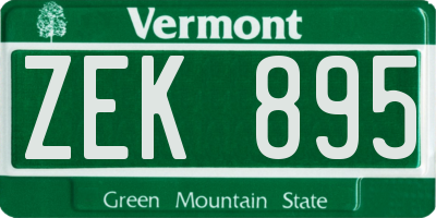 VT license plate ZEK895